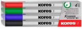 Tábla- és flipchart marker készlet, 1-3 mm kúpos, KORES K-Marker, 4 különböző szín (IK22840)