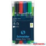 Tábla- és flipchart marker készlet 1-3mm, kerek végû Schneider Maxx Eco 110, 4 különféle szín