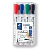 Táblamarker készlet, 2 mm, kúpos, STAEDTLER Lumocolor&reg; 351, 4 különböző szín (TS351WP4)