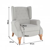 Tempo Állítható fotel zsámollyal, bézs anyag/fa, ARMIN