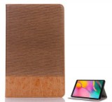 Tok álló, bőr hatású (aktív FLIP, oldalra nyíló, asztali tartó funkció, textil minta) BARNA [Samsung Galaxy Tab A 10.1 LTE (2019) SM-T515]