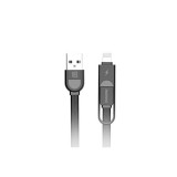 Töltő és adatkábel 2in1 USB-Lightning/Micro-USB csatlakozóval Remax RC-033T fekete