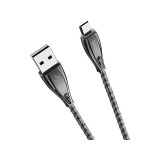 Töltő és adatkábel USB/Micro-USB csatlakozóval 2.4A 1.2 méter Hoco U56 Metal Armor grafit