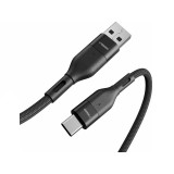 Töltő és adatkábel USB/Type-C csatlakozóval 3A 1.2 méter Veger AC02 fekete