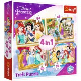 Trefl Disney Hercegnők: Boldog nap 4 az 1-ben 70-54-48-35db-os puzzle (34385) (TR34385) - Kirakós, Puzzle