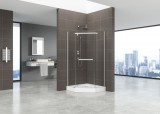 U Design Penta ötszögletű üveg zuhanykabin tálcával, sima, 90x90x185 cm