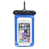 Univerzális vízálló tok, XXXXL méret, nyakba akasztható, patentos, kék (83801) - Telefontok