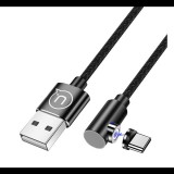 USAMS töltőkábel (USB - Type-C, mágneses csatlakozó, gyorstöltés támogatás, 100cm, cipőfűző minta) FEKETE (SJ445U_B) (SJ445U_B) - Adatkábel