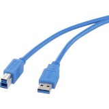 USB 3.0 csatlakozókábel, 1x USB 3.0 dugó A - 1x USB 3.0 dugó B, 0,5 m, kék, aranyozott, renkforce (RF-4260498) - Nyomtató kábel