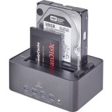 USB 3.0 SATA merevlemez dokkoló állomás klónozó és törlő funkcióval, Renkforce (RF-3039975) - HDD Dokkoló