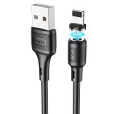USB töltő- és adatkábel, Lightning, 100 cm, 2400 mA, mágneses, törésgátlóval, Hoco X52 Sereno, fekete (RS100657) - Adatkábel