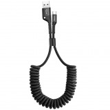 USB töltő- és adatkábel, USB Type-C, 100 cm, 2000 mA, spirálkábel, Baseus Fish Eye Spring, CATSR-01, fekete (RS121875) - Adatkábel