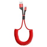 USB töltő- és adatkábel, USB Type-C, 100 cm, 2000 mA, spirálkábel, Baseus Fish Eye Spring, CATSR-09, piros (RS121876) - Adatkábel