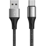 USB töltő- és adatkábel, USB Type-C, 100 cm, 3000 mA, törésgátlóval, gyorstöltés, cipőfűző minta, Joyroom N1 S-1030N1, fekete/ezüst (RS92583) - Adatkábel