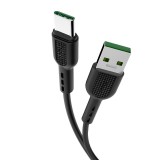USB töltő- és adatkábel, USB Type-C, 100 cm, 5000 mA, gyorstöltés, Hoco X33 Surge, fekete (RS93725) - Adatkábel