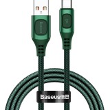 USB töltő- és adatkábel, USB Type-C, 100 cm, 5000 mA, törésgátlóval, gyorstöltés, cipőfűző minta, Baseus Flash Multiple, CATSS-A06, sötétzöld (RS121965) - Adatkábel