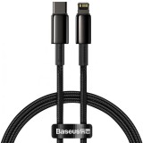 USB Type-C töltő- és adatkábel, Lightning, 200 cm, 20W, törésgátlóval, gyorstöltés, Baseus Tungsten Gold, CATLWJ-A01, fekete (RS122063) - Adatkábel