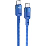 USB Type-C töltő- és adatkábel, USB Type-C, 120 cm, 5000 mA, 100W, törésgátlóval, gyorstöltés, PD, cipőfűző minta, Hoco U106 Moulder, kék (RS122163) - Adatkábel