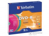 Verbatim DVD-R 4,7 GB, 16x, színes felületű vékony tokban (5db)
