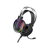 Vezetékes gamer fejhallgató, headset 3,5 mm-es Jack csatlakozóval Kakusiga KSC-454 RGB LED fekete