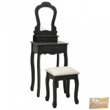 VID fekete császárfa fésülködőasztal-szett ülőkével 50x59x136 cm