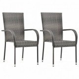 vidaXL 2 db szürke rakásolható polyrattan kültéri szék