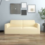 vidaXL 2-személyes krémszínű sztreccs poliészterdzsörzé kanapéhuzat