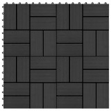 vidaXL 22 db (2 m2) fekete wpc teraszburkoló lap 30 x 30 cm