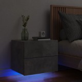 vidaXL Betonszürke falra szerelhető éjjeliszekrény LED-világítással