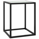vidaXL Fekete dohányzóasztal fehér márvány mintás üveggel 40x40x50 cm