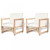 vidaXL Vidal 2 db bambusz kerti szék hát- és ülőpárnával