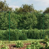 vidaXL Zöld dróthálós kerítés cövekekkel 1,6x25 m
