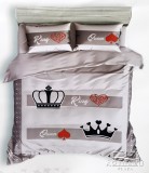 Violet 6 részes Mr. & Mrs. ágyneműhuzat garnitúra, 220x200 cm ágynemű szett garnitúra, Szürke King és Queen