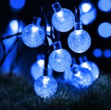 VOLTRONIC Napelemes fényfüzér 12 m 100LED hideg fehér kültéri világítás vízálló karácsonyi dekoráció, szolár világítás