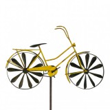 Wind Szélkerék retro hatású sárga bicikli szélforgó dísz játék földbe szúrható kerti dekoráció antik hatású