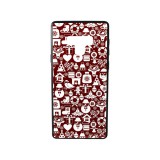 YOOUP Üveges hátlappal rendelkezó telefontok apró karácsonyi mintával Samsung Galaxy Note 9 N960 piros-fehér