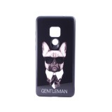 YOOUP Üveges hátlappal rendelkezó telefontok Gentlemen kutyás mintával fekete háttérrel Huawei Mate 20