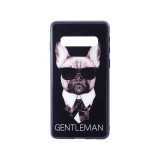 YOOUP Üveges hátlappal rendelkezó telefontok Gentlemen kutyás mintával fekete háttérrel Samsung Galaxy S10 G973F