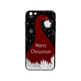 YOOUP Üveges hátlappal rendelkezó telefontok karácsonyi Mikulás sapka mintával iPhone 6 Plus/6S Plus piros