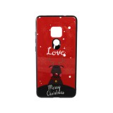 YOOUP Üveges hátlappal rendelkezó telefontok karácsonyi mintával Love Rudolf rénszarvas Huawei Mate 20 piros
