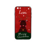 YOOUP Üveges hátlappal rendelkezó telefontok karácsonyi mintával Love Rudolf rénszarvas iPhone 6 Plus/6S Plus piros