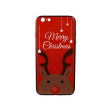 YOOUP Üveges hátlappal rendelkezó telefontok karácsonyi mintával Merry Rudolf rénszarvas iPhone 6 Plus/6S Plus piros