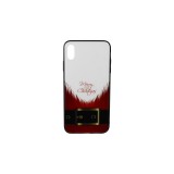 YOOUP Üveges hátlappal rendelkezó telefontok mikulás szakáll mintával (Karácsonyi) iPhone XS Max piros